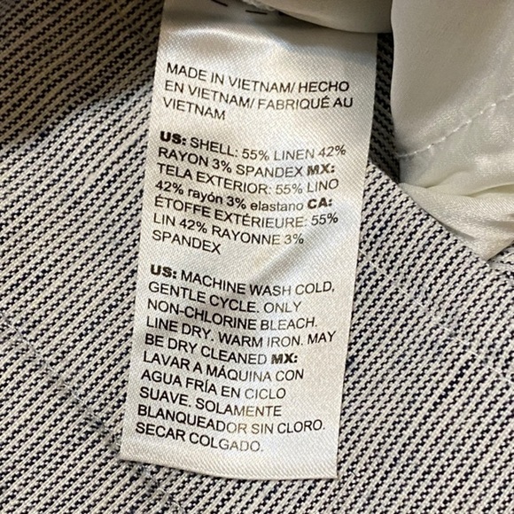 NWT Chico’s Linen Blend Wide-Leg Black/Gray Stripe Pants Size 12R (Chico’s 2R) - Picture 12 of 13